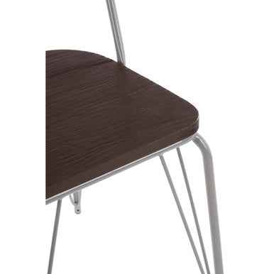 District Grey Metal Frame And Elm Wood Chair