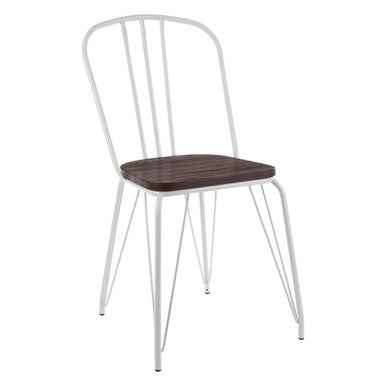 District White Metal Frame And Elm Wood Seat Chair