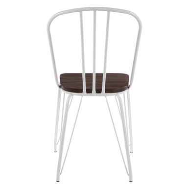 District White Metal Frame And Elm Wood Seat Chair