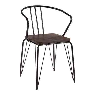 District Black Metal And Elm Wood Arm Chair