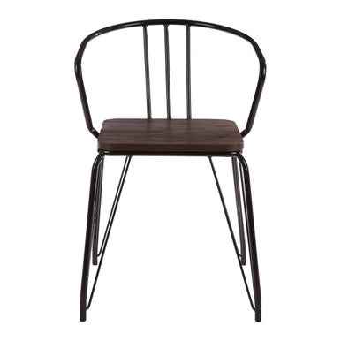 District Black Metal And Elm Wood Arm Chair