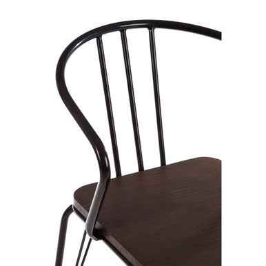 District Black Metal And Elm Wood Arm Chair