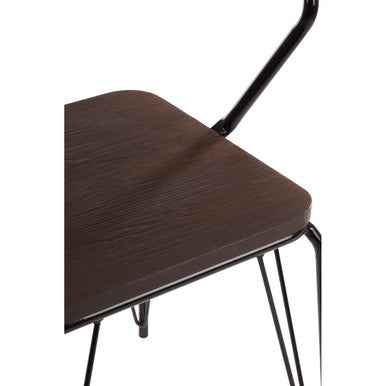 District Black Metal And Elm Wood Arm Chair
