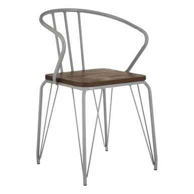 District Grey Metal And Elm Wood Arm Chair