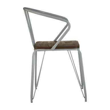 District Grey Metal And Elm Wood Arm Chair
