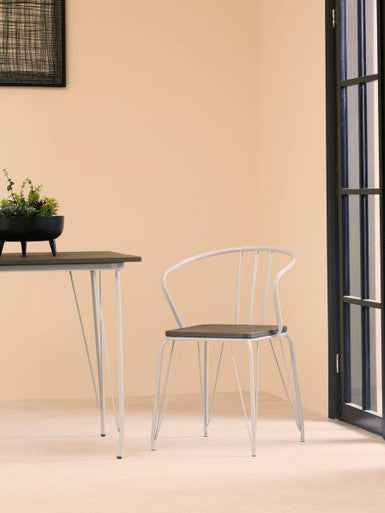 District Grey Metal And Elm Wood Arm Chair