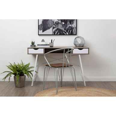 District Grey Metal And Elm Wood Arm Chair