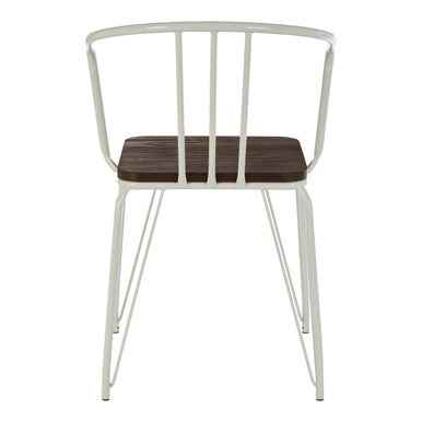 District White Metal And Elm Wood Arm Chair