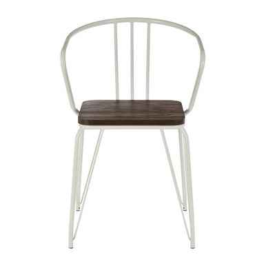 District White Metal And Elm Wood Arm Chair
