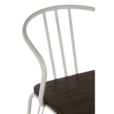 District White Metal And Elm Wood Arm Chair