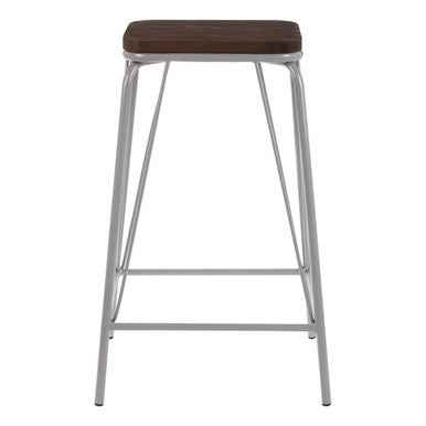 District Grey Metal And Elm Wood Stool