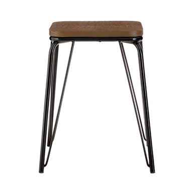 District Black Metal And Elm Small Wood Stool