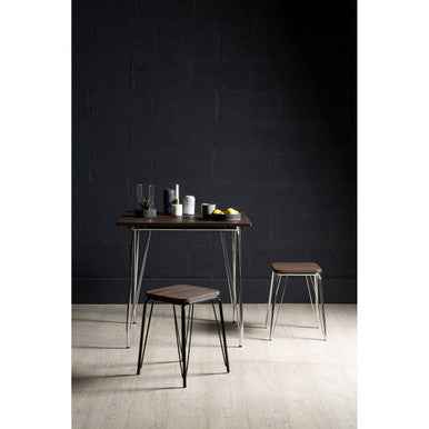 District Black Metal And Elm Small Wood Stool