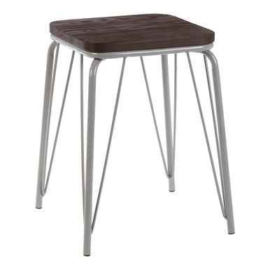 District Grey Metal And Elm Small Wood Stool