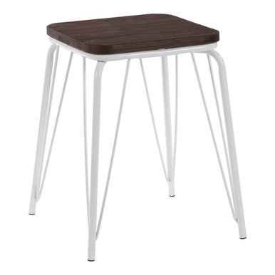 District White Metal And Elm Small Wood Stool