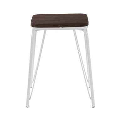 District White Metal And Elm Small Wood Stool