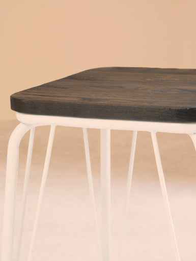 District White Metal And Elm Small Wood Stool