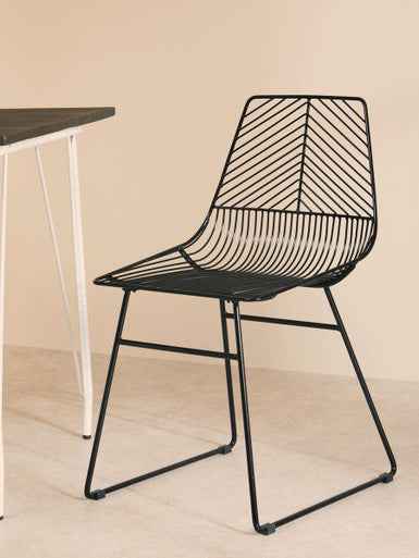 District Small Black Metal Wire Chair