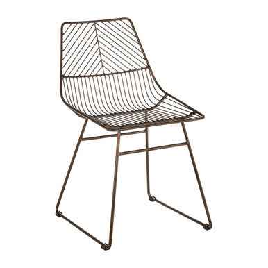 District Bronze Metal Wire Tapered Legs Chair
