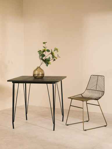 District Bronze Metal Wire Tapered Legs Chair