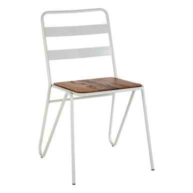 District White Metal And Elm Wood Chair