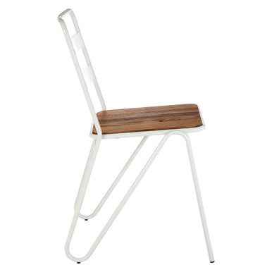 District White Metal And Elm Wood Chair