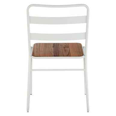 District White Metal And Elm Wood Chair