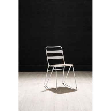 District White Metal And Elm Wood Chair