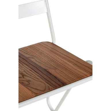 District White Metal And Elm Wood Chair