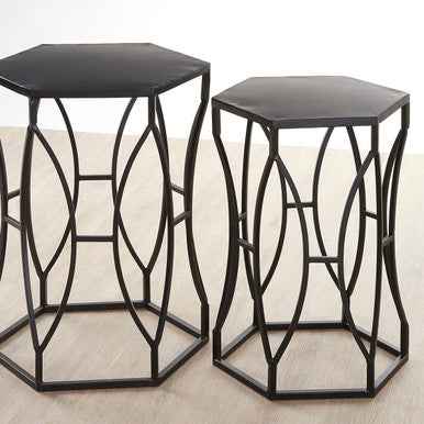 Avantis Set Of 2 Concave Black Side Tables