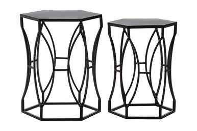 Avantis Set Of 2 Concave Black Side Tables