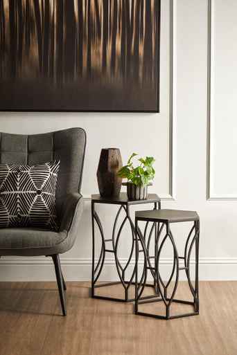 Avantis Set Of 2 Concave Black Side Tables