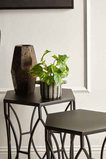 Avantis Set Of 2 Concave Black Side Tables