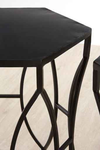 Avantis Set Of 2 Concave Black Side Tables