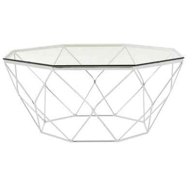 Allure Hexagon Tempered Glass Chrome Coffee Table