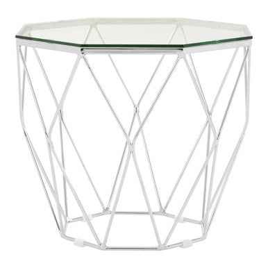 Allure Tempered Glass And Chrome Hexagon End Table