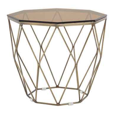 Allure End Table With Brushed Bronze Base