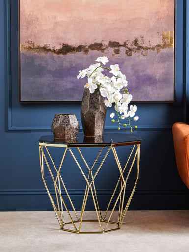 Allure End Table With Brushed Bronze Base