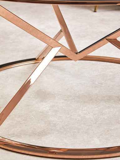 Allure Corseted Round Rose Gold Coffee Table