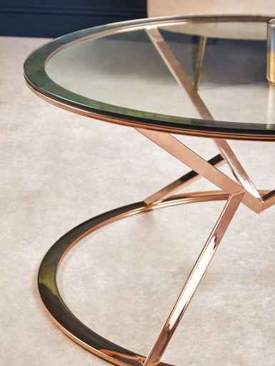 Allure Corseted Round Rose Gold Coffee Table