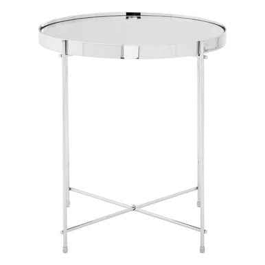 Allure Silver Mirrored Glass Round Side Table