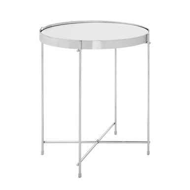 Allure Silver Mirrored Glass Round Side Table