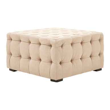 Stella Beige Linen Button Tufted Stool