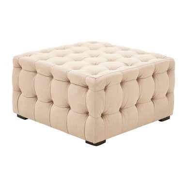 Stella Beige Linen Button Tufted Stool