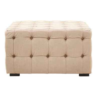Stella Beige Linen Button Tufted Stool