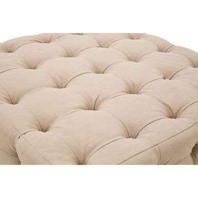 Stella Beige Linen Button Tufted Stool