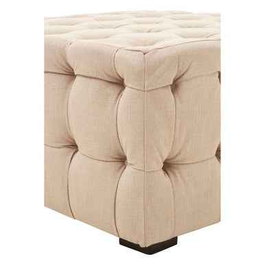 Stella Beige Linen Button Tufted Stool