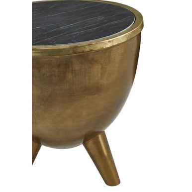 Crest Brass Finish Black Marble Top Table
