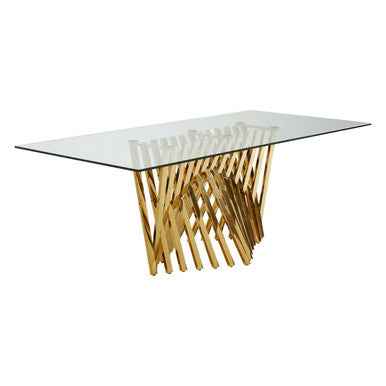 Arezzo Tempered Glass Top Dining Table With Gold Finish Frame