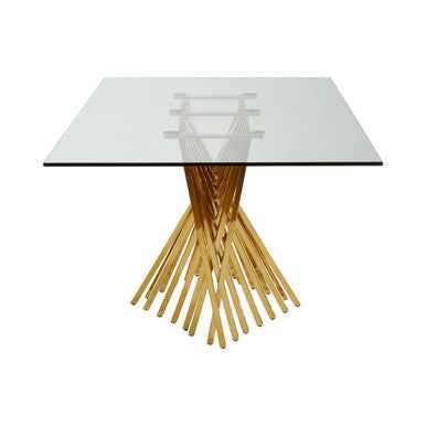 Arezzo Tempered Glass Top Dining Table With Gold Finish Frame